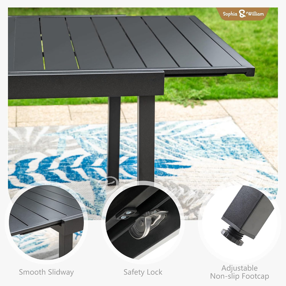 Sophia & William Patio Dining Set w/Expandable Table & 8 Aluminum Chairs