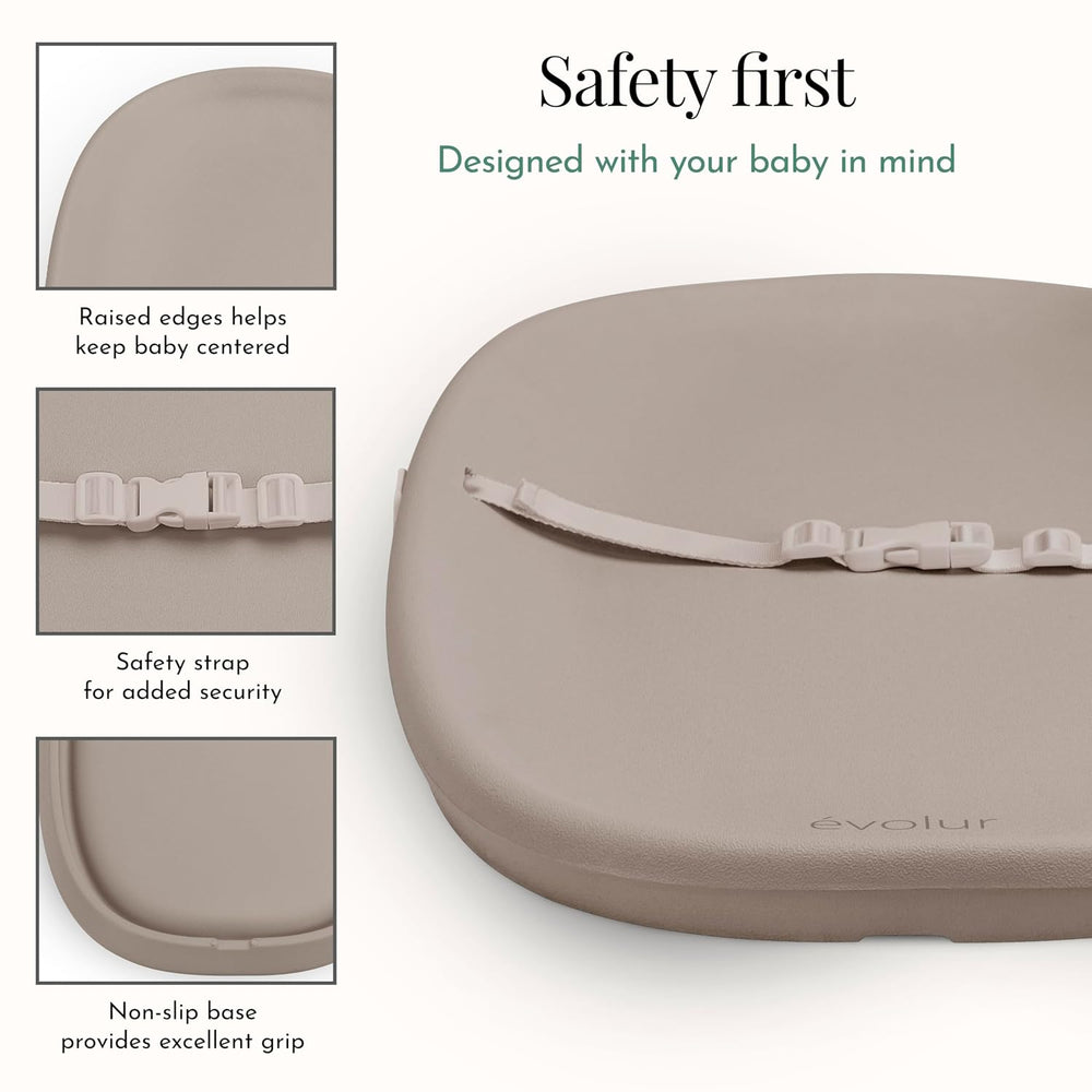Evolur Eva Changing Pad, Waterproof EVA Foam, Safety Strap, Oat