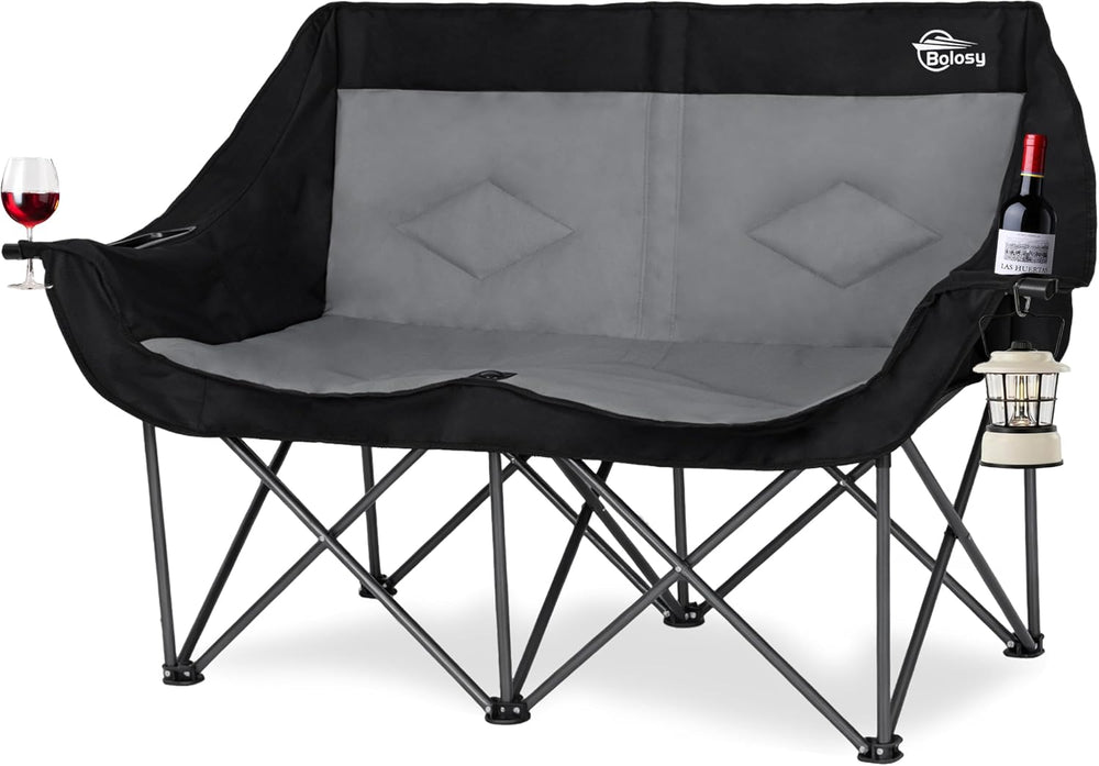 Bolosy Double Camping Chair Oversized Folding Loveseat Camping Chair