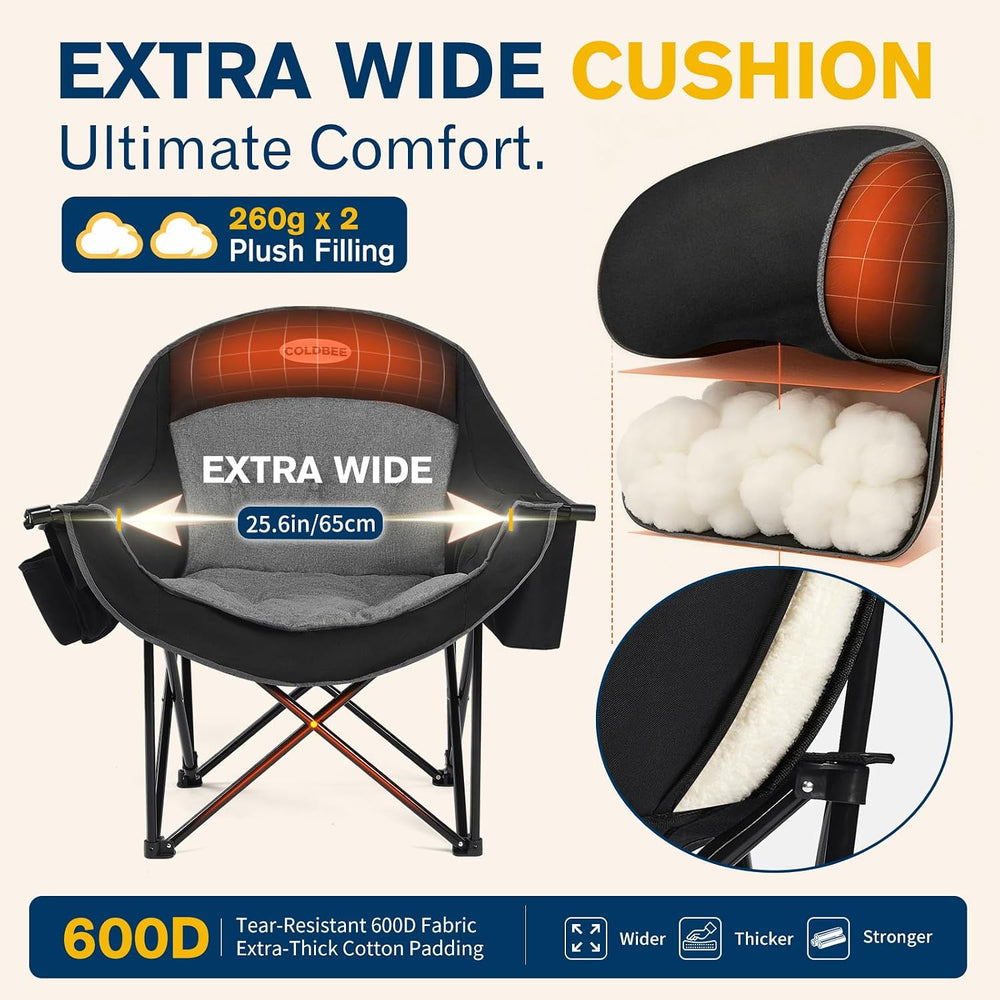 Oversized Camping Chair for Adults - Padded Lawn Camp Chair 2 Pack