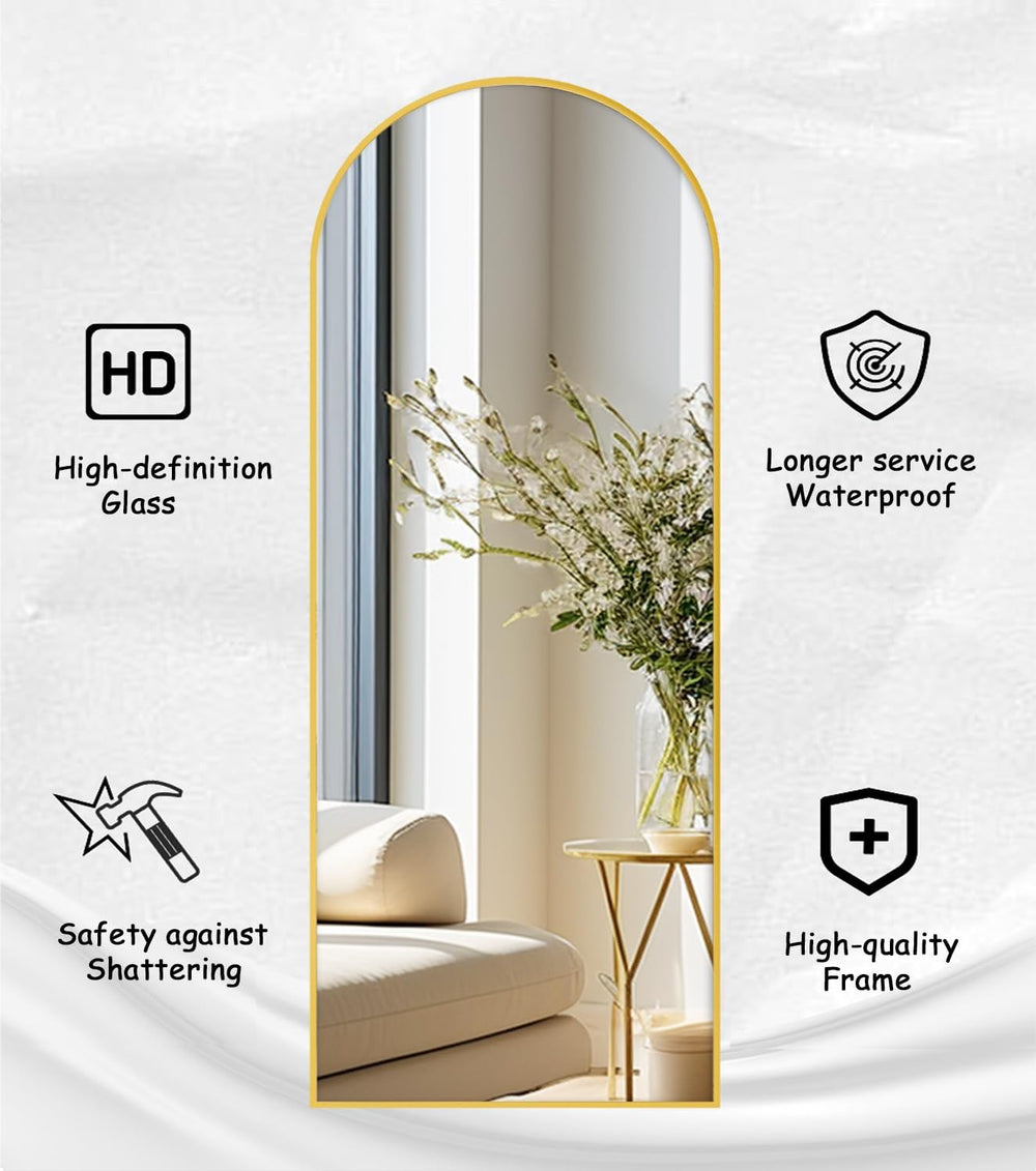 Rowjut Arched Full Length Mirror, 71"x26" Freestanding Floor Mirror...