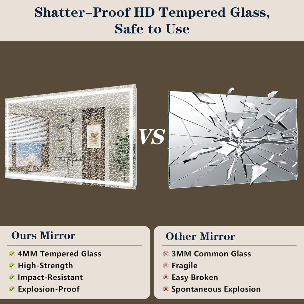 72x36 Inch LED Bathroom Mirror with Lights, Backlit & Front Lit
