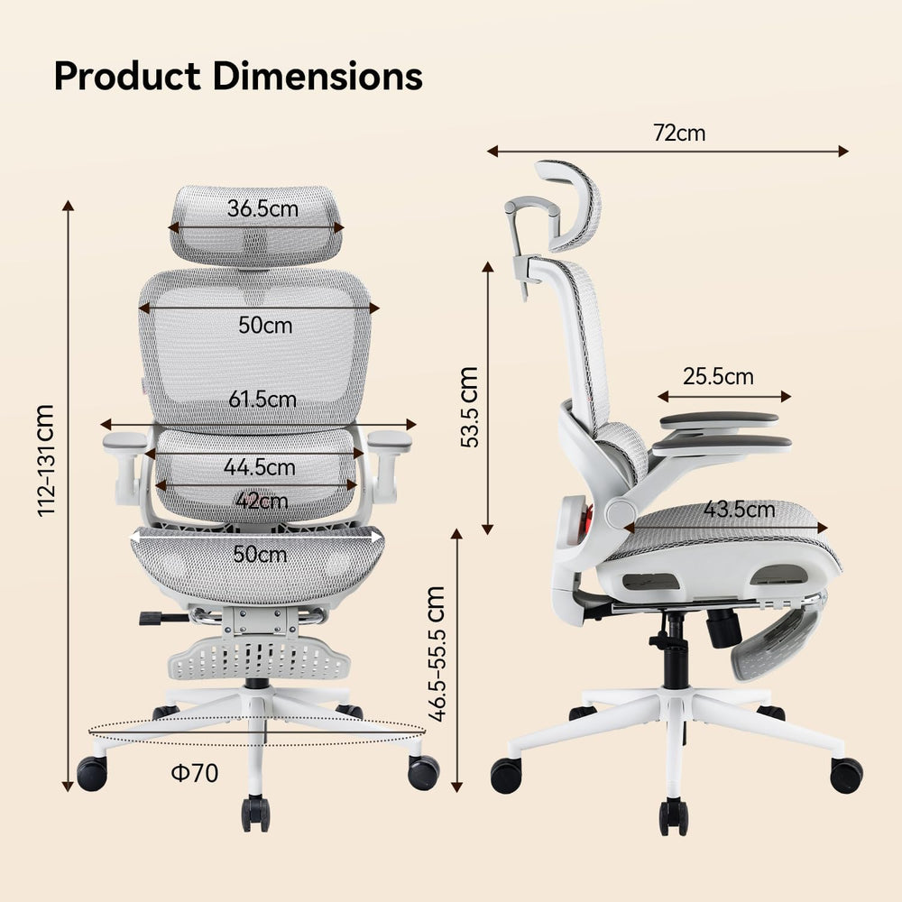 SIHOO B100 PRO Ergonomic Office Chair with Footrest, 4D Flip-Up Armrests