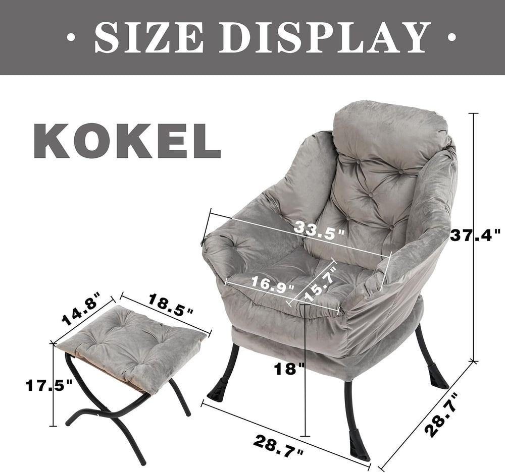 Kokel Lazy Chair with Folding Ottoman,Living Room Chairs, Accent Contemporary...