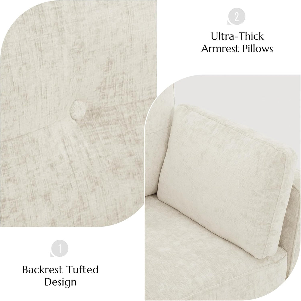 Luxury Oversized Accent Reading Chair for Living Room, 41", Chenille, Beige