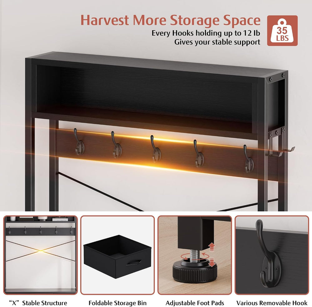 Hall Tree with Bench & 3 Drawers Storage 31.5" Coat Rack Entryway Or...