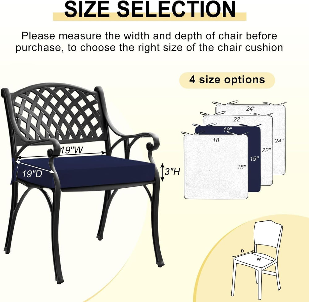 downluxe Outdoor Chair Cushions Set of 4, Waterproof 19" x 19" x 3&...