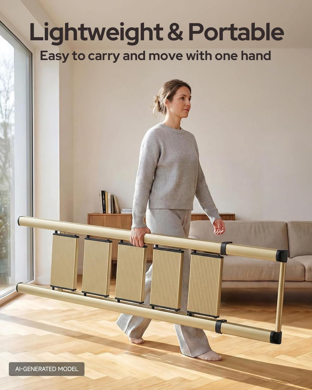 5 Step Ladder, Foldable 5 Step Stool, Gold