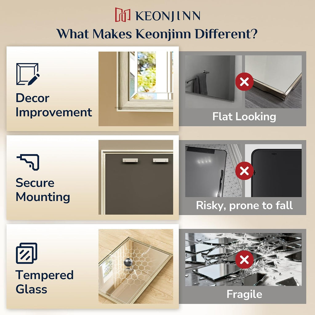 Keonjinn Brushed Nickel Bathroom Mirrors for Over Sink 20" x 30", Rectangle