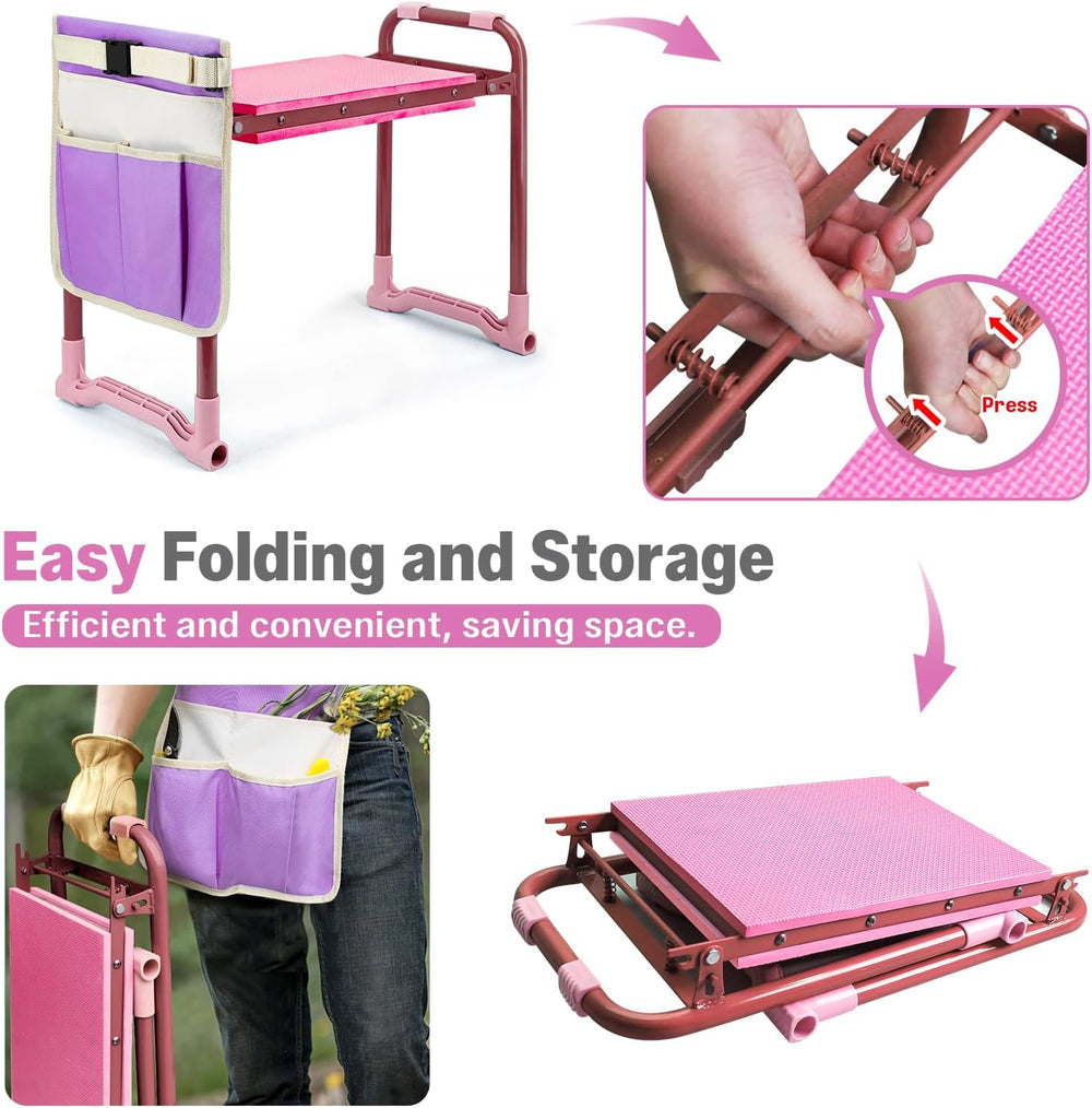 Garden Kneeler and Seat Heavy Duty, Foldable Gardening Stool Bench