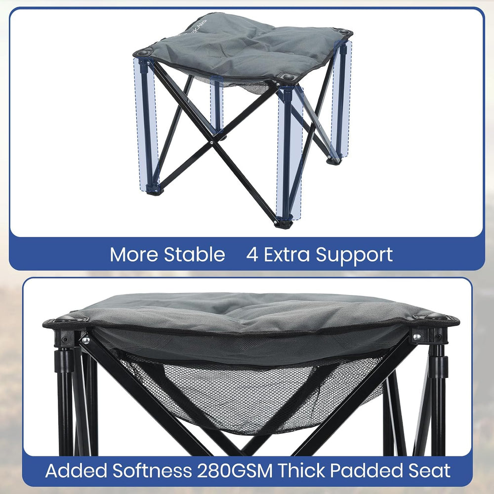 Padded Camping Stool, 18" 500lb Oversized Foot Rest, Grey, 2