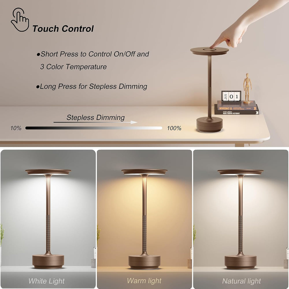 TBBGA 2 Pack Rechargeable Table Lamps Cordless, 5000mAh Outdoor Table Light