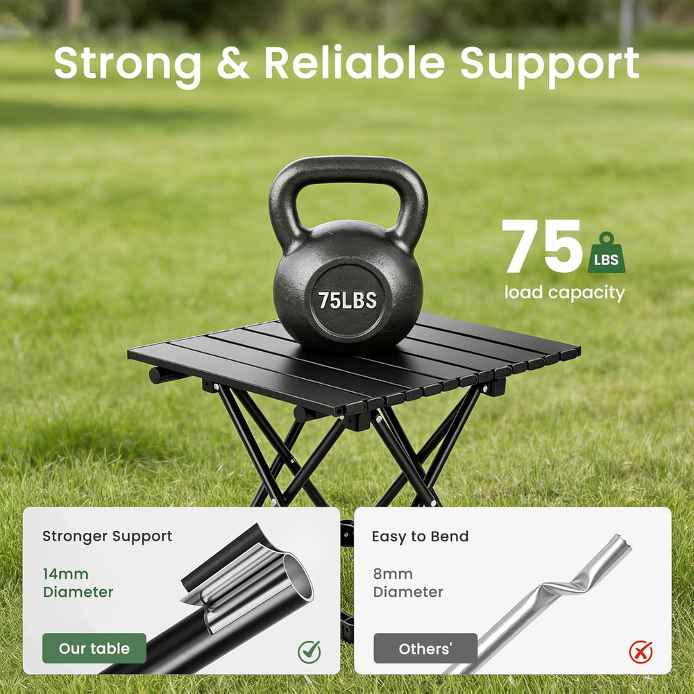2 Pack Camping Table Foldable, Portable Folding Beach Table, Black-M