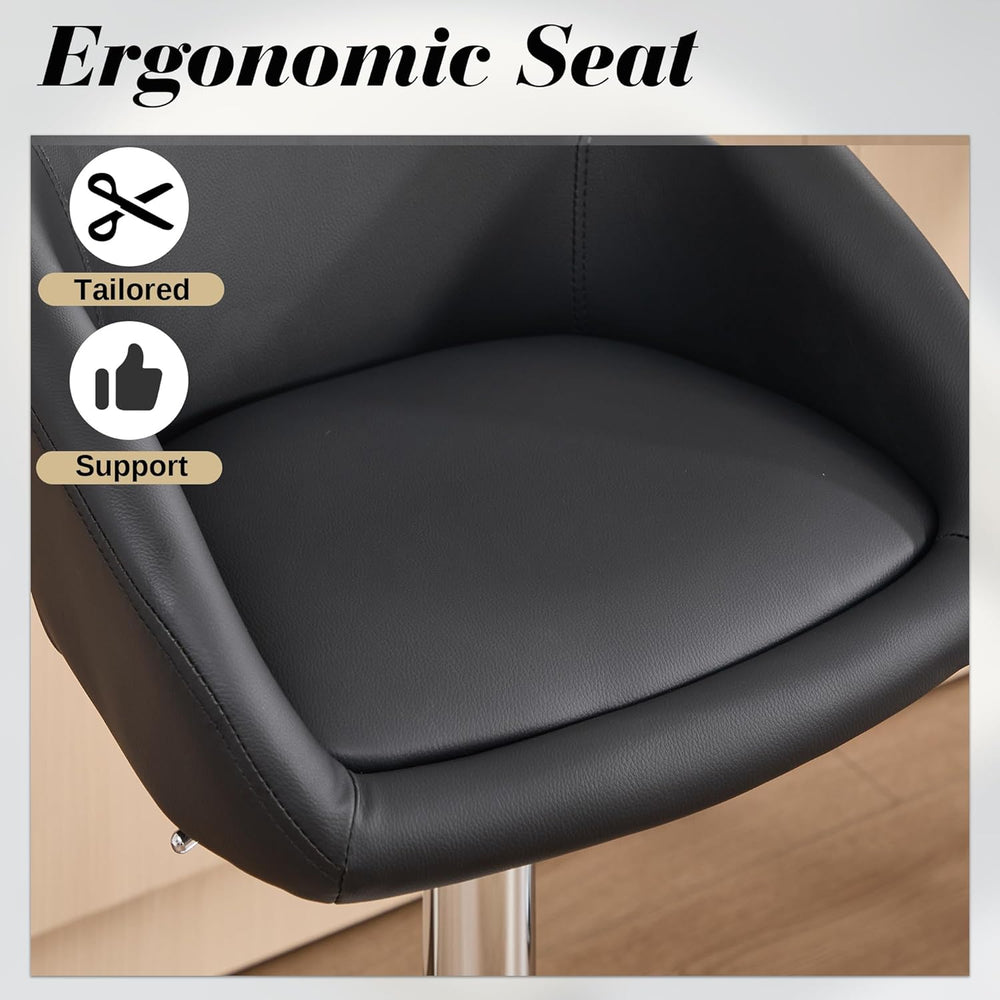 PU Leather Bar Stools Set of 2, Modern Swivel Barstools for Kitchen,Black