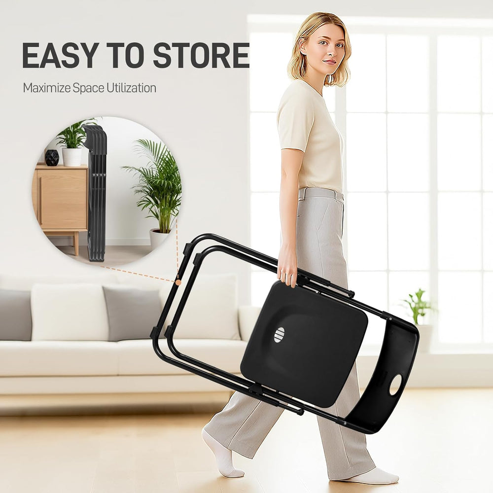 Karl home 10 PCS Plastic Folding Chair, Lightweight Foldable Chair, Black