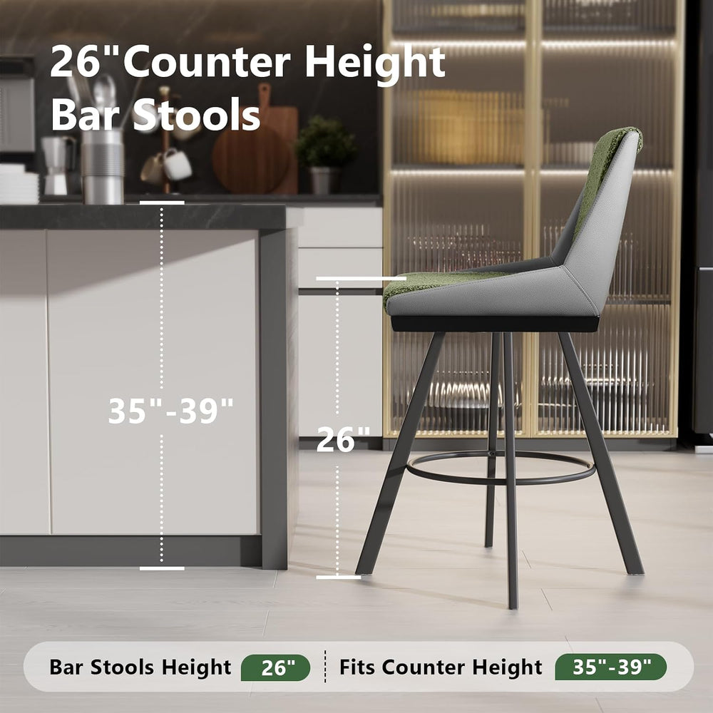 Ollega Counter Height Bar Stools B3213 (Green Grey, 26" 2 Pieces)