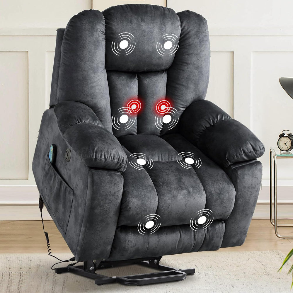 CANMOV Large Power Lift Recliner Chair with Massage, Heat, and USB for Elderl...