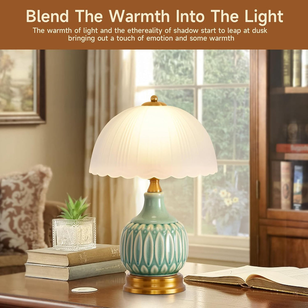 Table Lamps Ceramic Retro Lamp for Living Room,15." Modern Bedside Night...