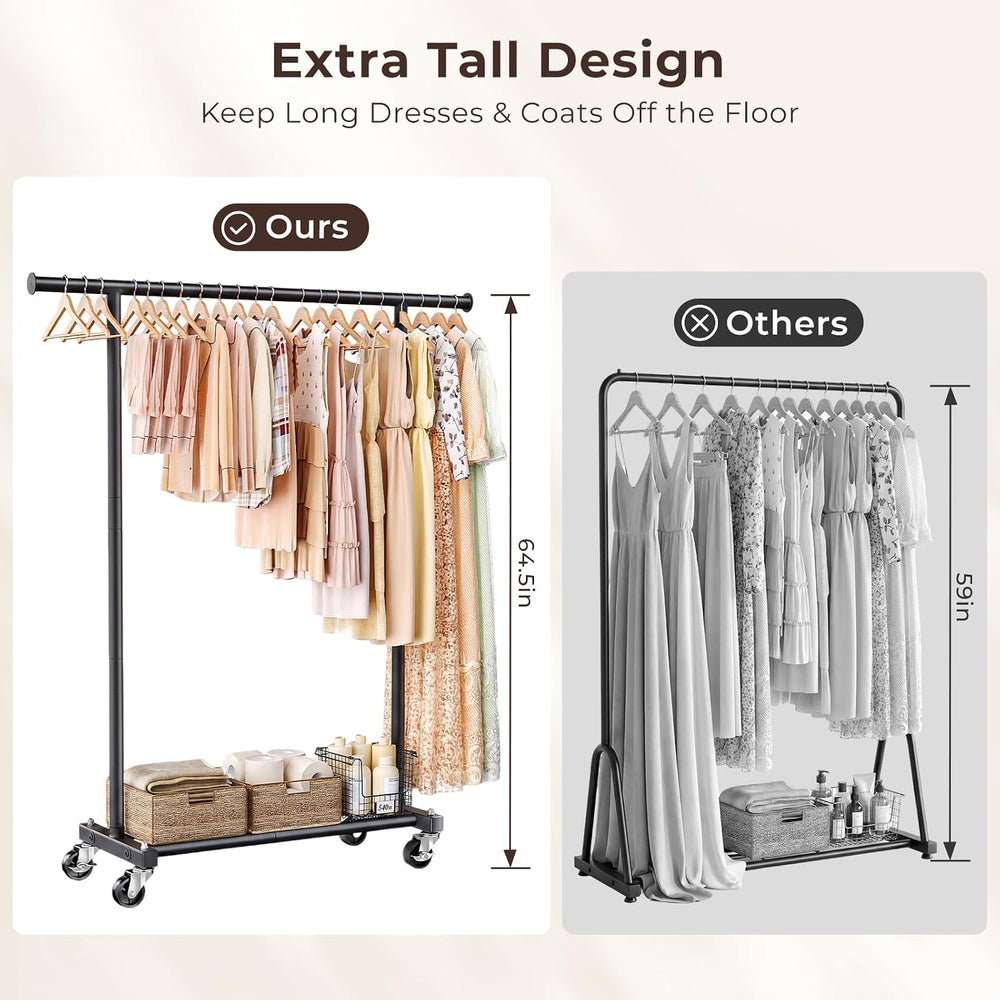 Clothing Rack for Hanging Clothes, 45" Wide Rolling Clothes Rack, Metal ...