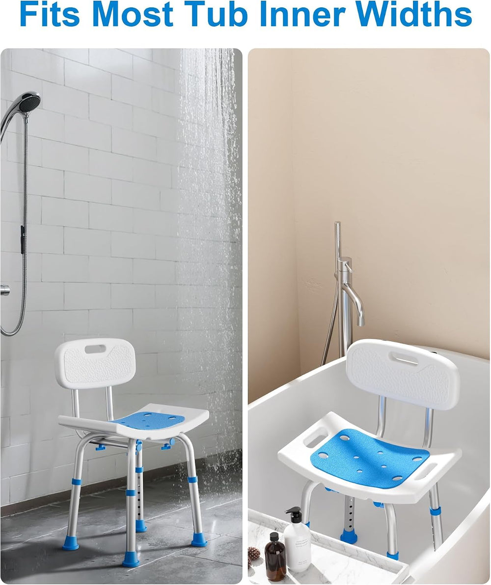 HOMLAND Shower Chair for Inside Shower with Removable Back, Aluminum Frame
