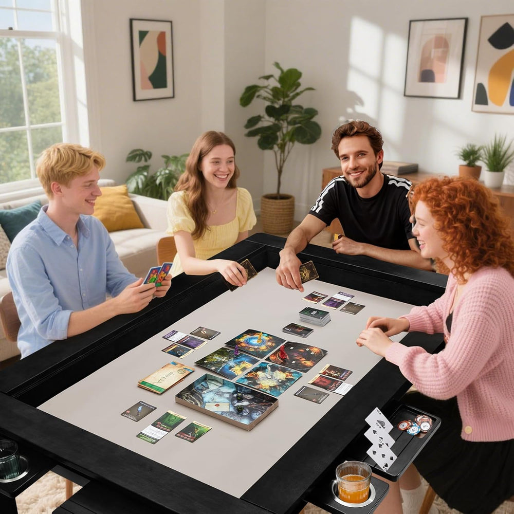 63"x39" Board Game Table with Removable Top Solid Wood Dining/Gamin...