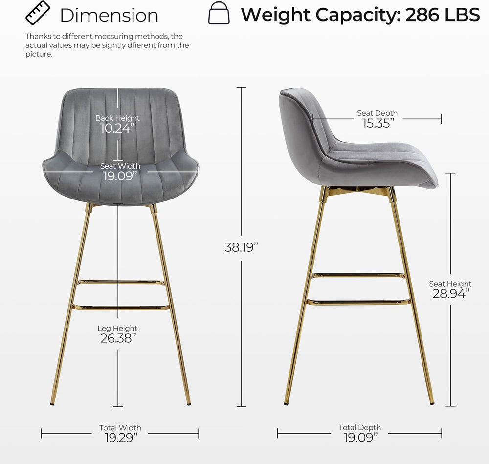 Zouron® Swivel Bar Stools Set of 4, 29" Bar Height Chairs with Back Tall...