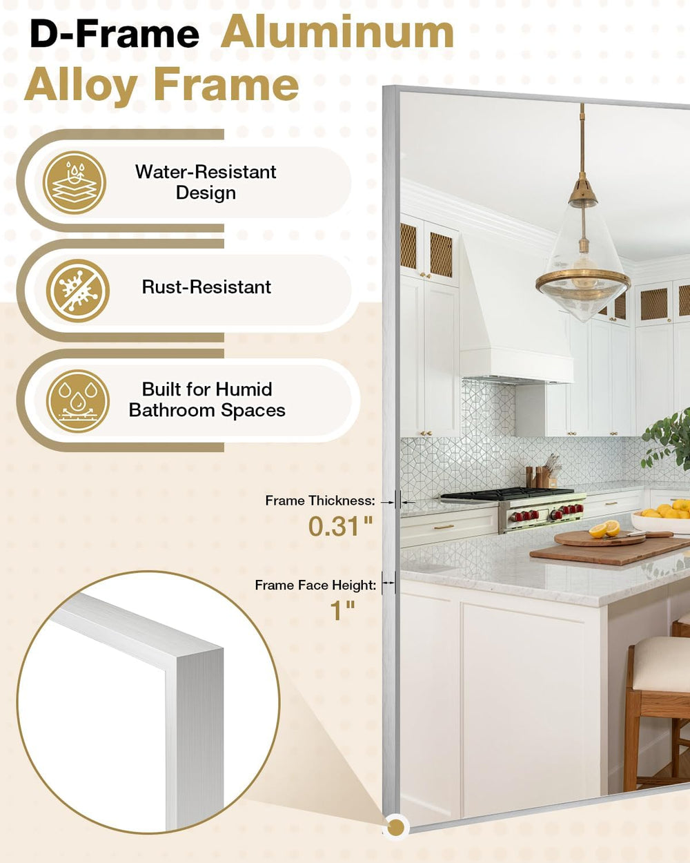 24"x32" Nickel Rectangle Bathroom Mirror for Over Sink, Wall Mounted