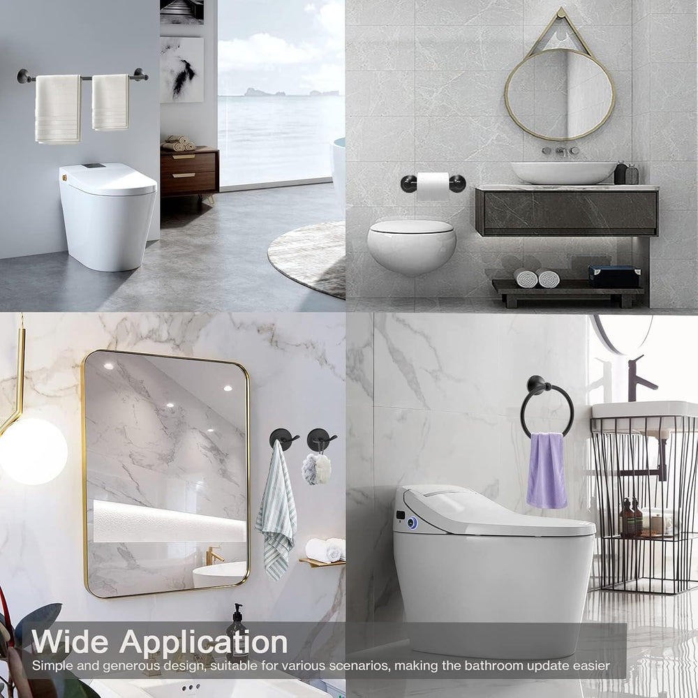 Newfun 8-Pieces 24 Inch Matte Black Bathroom Hardware Set