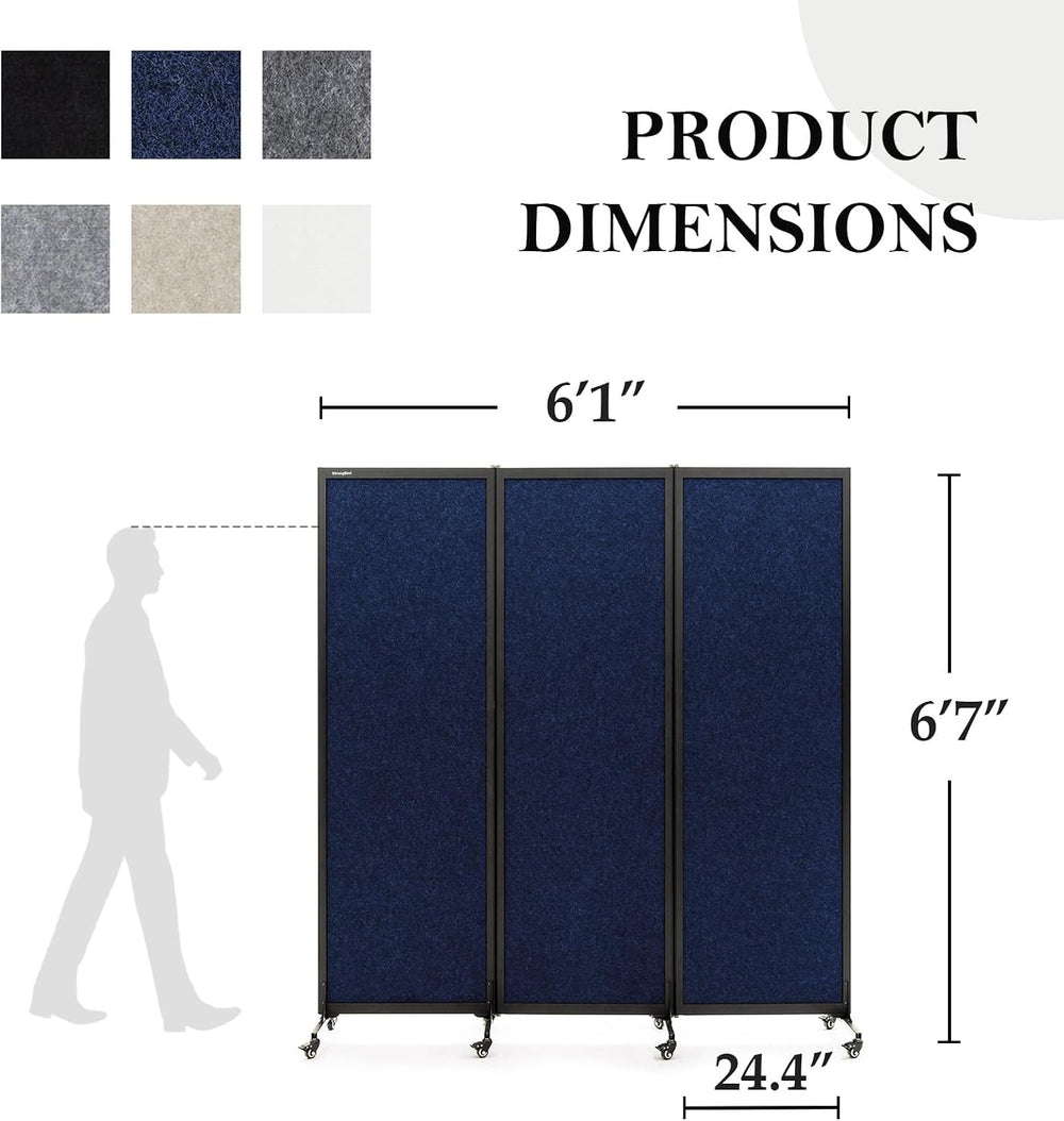 Room Partition 2.0 Upgrade Version,6'L* 6'7"H,3 Panel,Blue