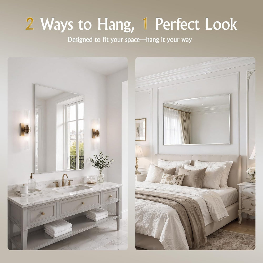 30"x36" Brushed Nickel Mirror Wall Mounted for Over Sink