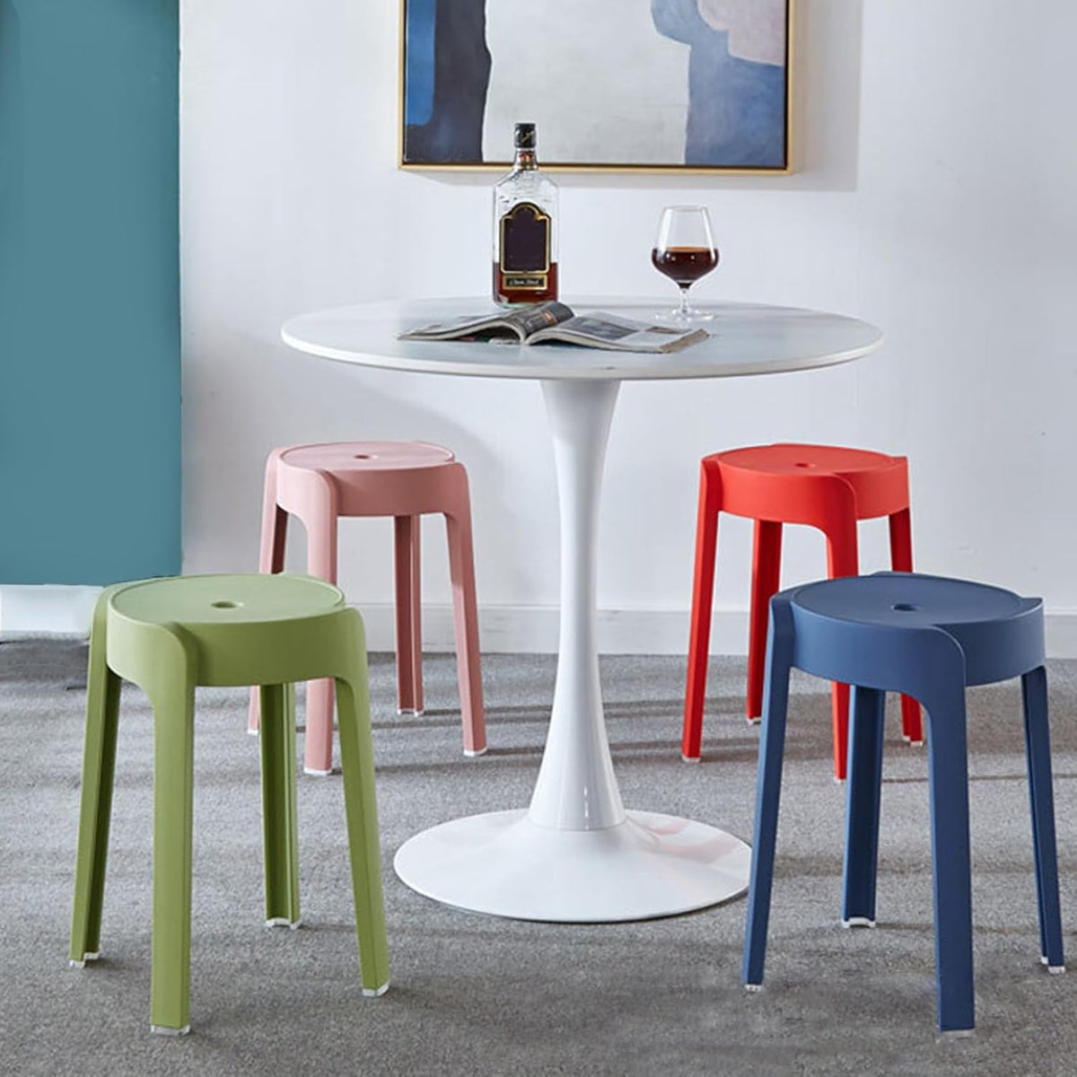 Portable Plastic Stools, 6-Pack Stackable Nesting Stools for Kitchen Bar, Classroom, Outdoor & Party - Lightweight, Heavy Duty 330lbs, Easy Clean, Space-Saving Foldable Design 6pcs
