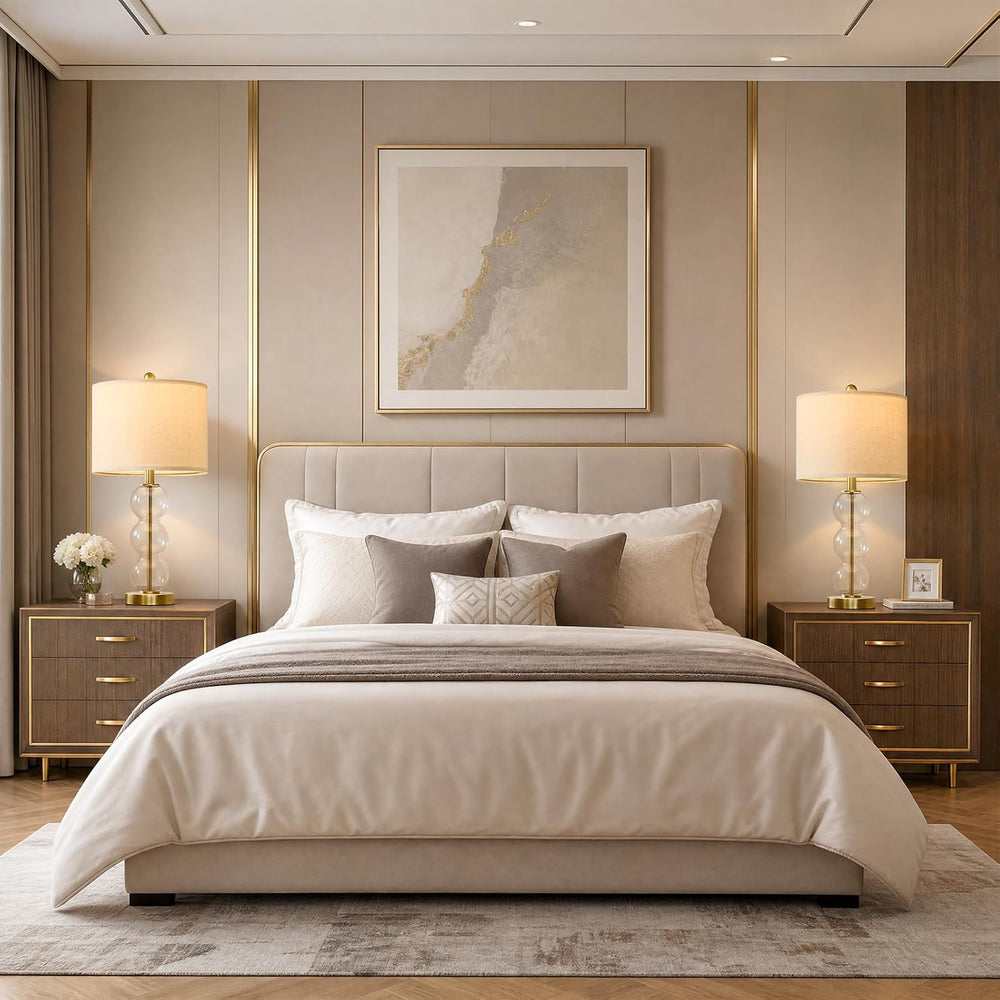 Oneach 25" Glass Table Lamps Set of 2, Gold Modern Table Lamps with USB ...