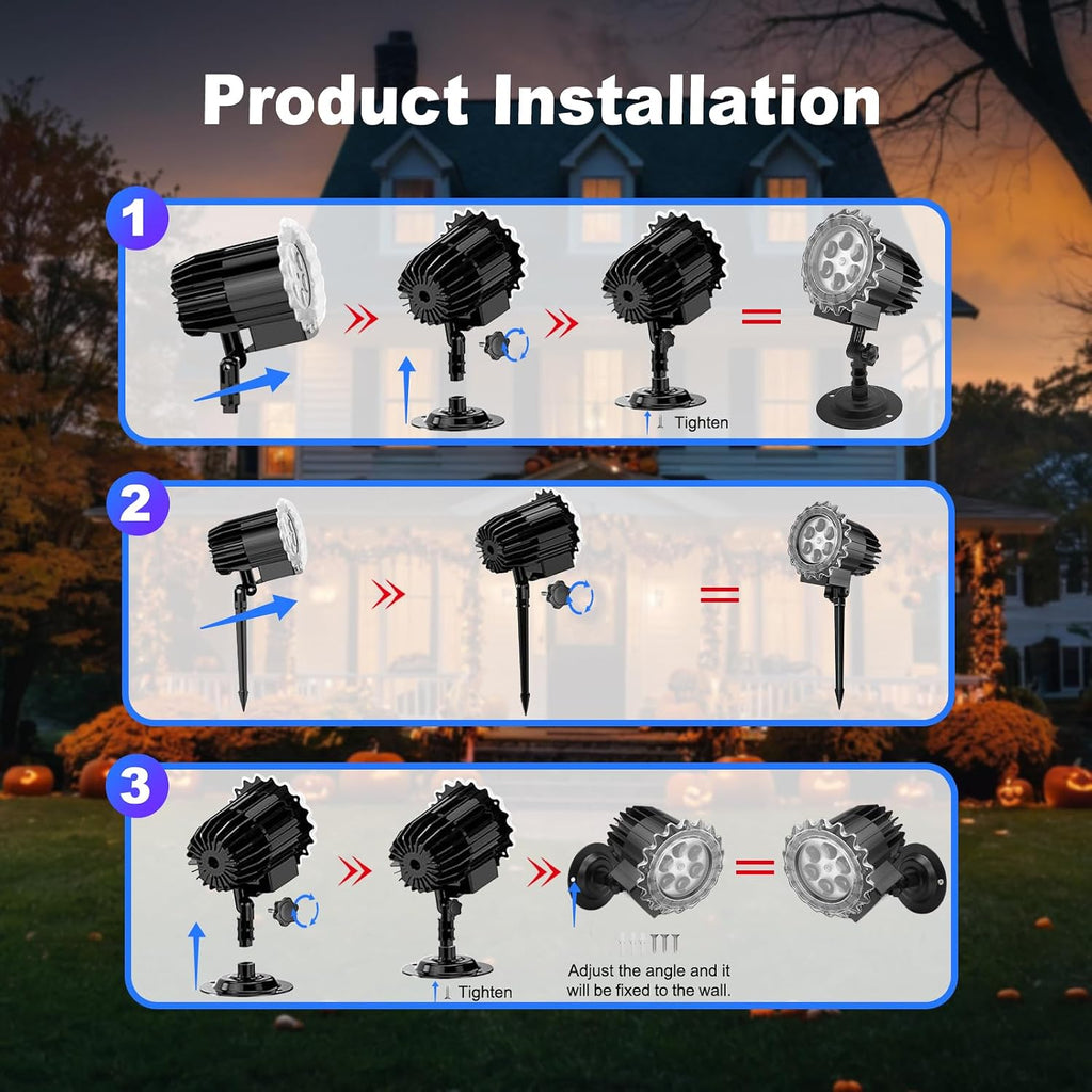 Matekxy Halloween Projector Lights Outdoor, 2025 Upgraded 3D Brighter Green&Red Decoration LED Light, Landscape IP44 Waterproof Holiday Lamp for Xmas Parties Garden Patio Indoor