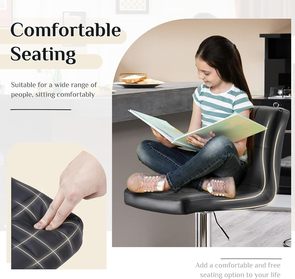 DUMOS Set of 4 Counter Height Bar Stools, 24 Inch Saddle Bar Chairs