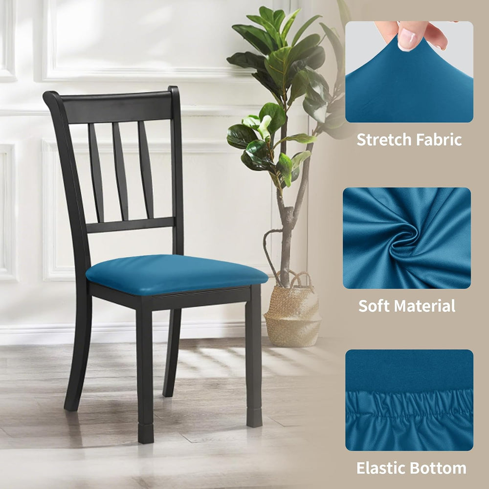 Easy-Going Waterproof PU Leather Seat Covers for Dining Room Chairs Set of 4