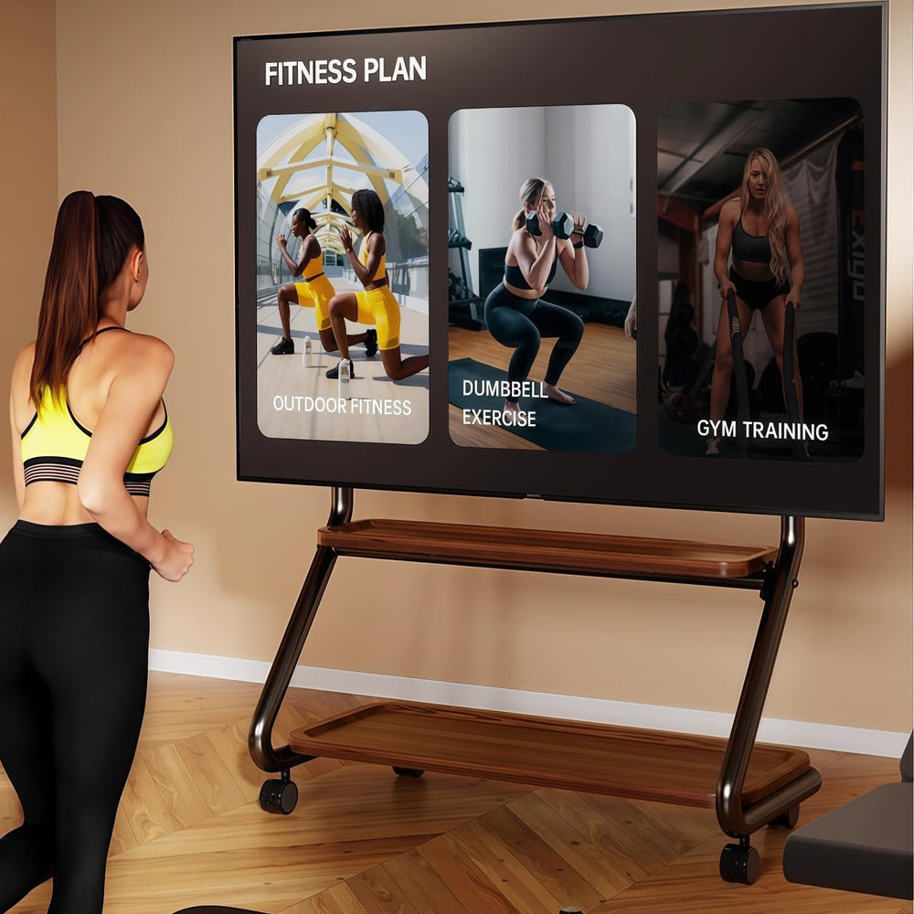 Easel Rolling TV Stand with Wheel for 32-75 Inch TVs up to110 lbs