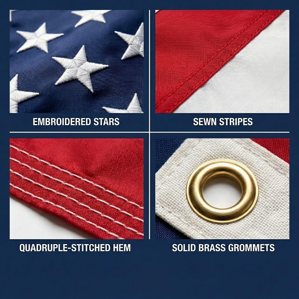 American Flags for Outside 3x5, Made in USA, Heavy Duty 210D Nylon
