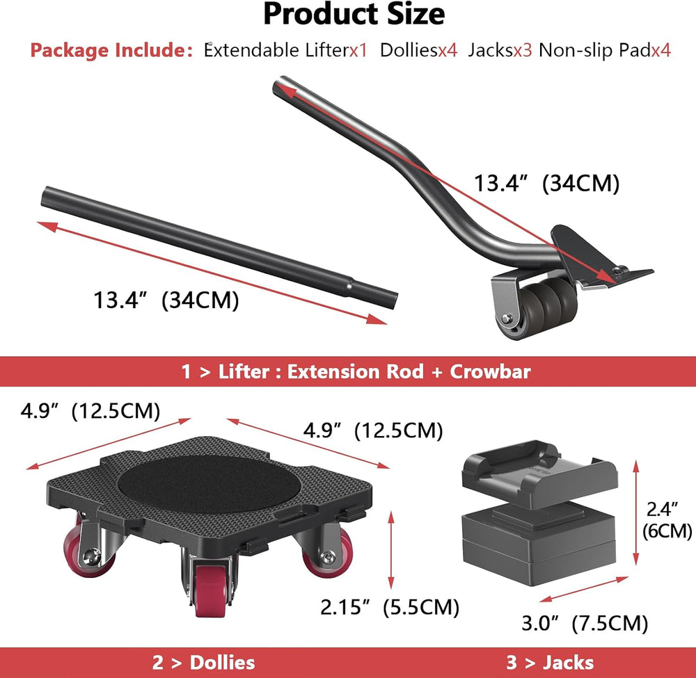 ONEON Furniture Mover with Wheels & Aux. Lifter-Connect Dolly