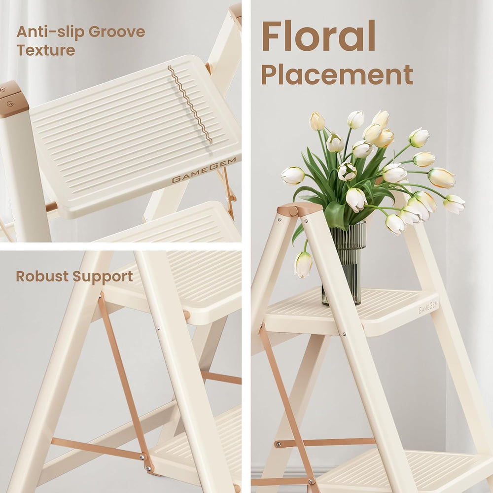 3 Step Ladder, Folding Step Stool with Anti Slip Widened Pedal
