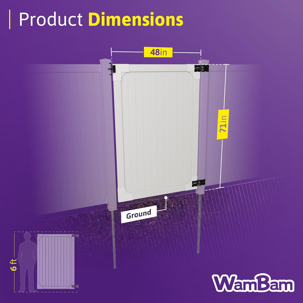 WamBam Cambridge Privacy Gate, White Vinyl No Dig DIY Kit
