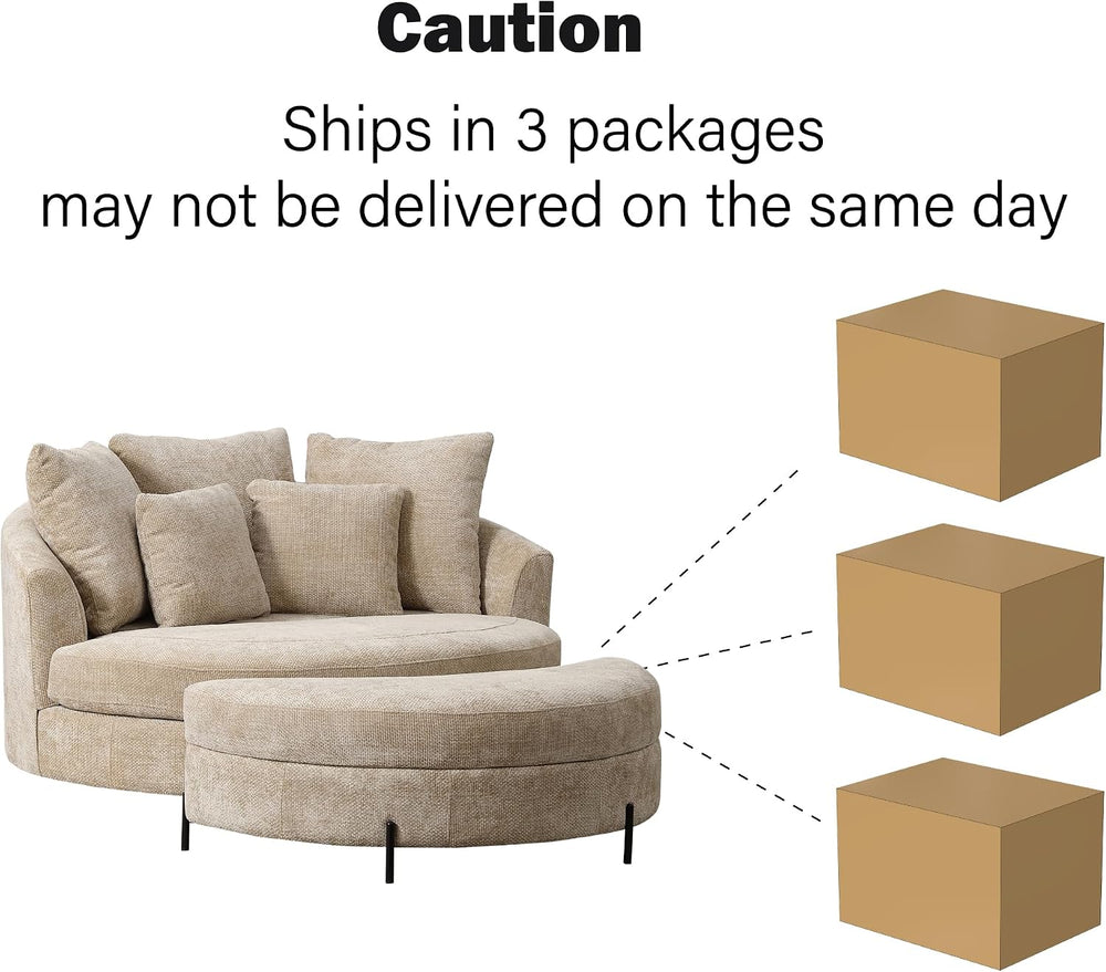 Chifee & Vingol 59.8" W Oversized Accent Barrel Chair Large Round Ch...