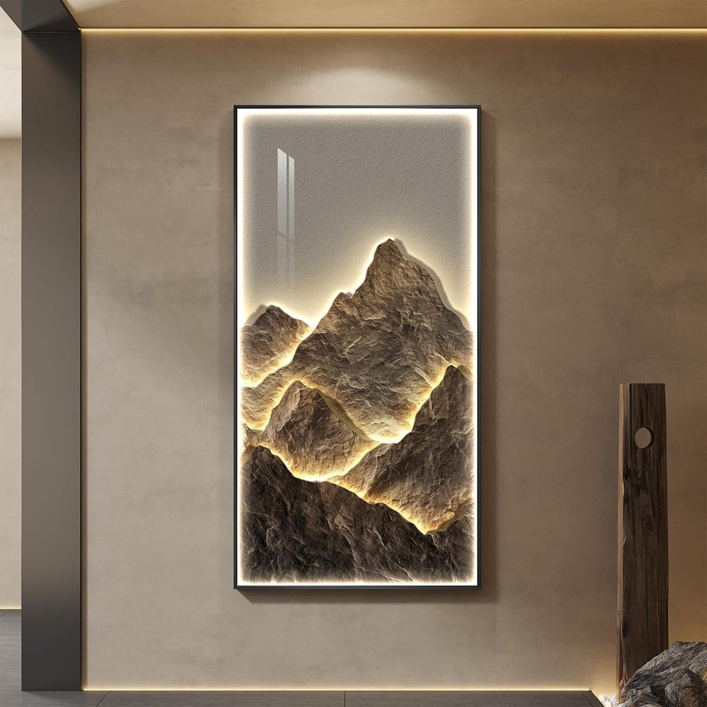 Large Vertical LED Mountain Wall Art for Living Room, Modern Luxury 30x60