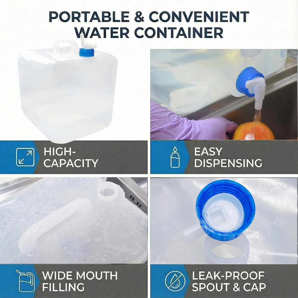 3 Pack 5.3 Gal Collapsible Water Storage Container Jug with Spigot