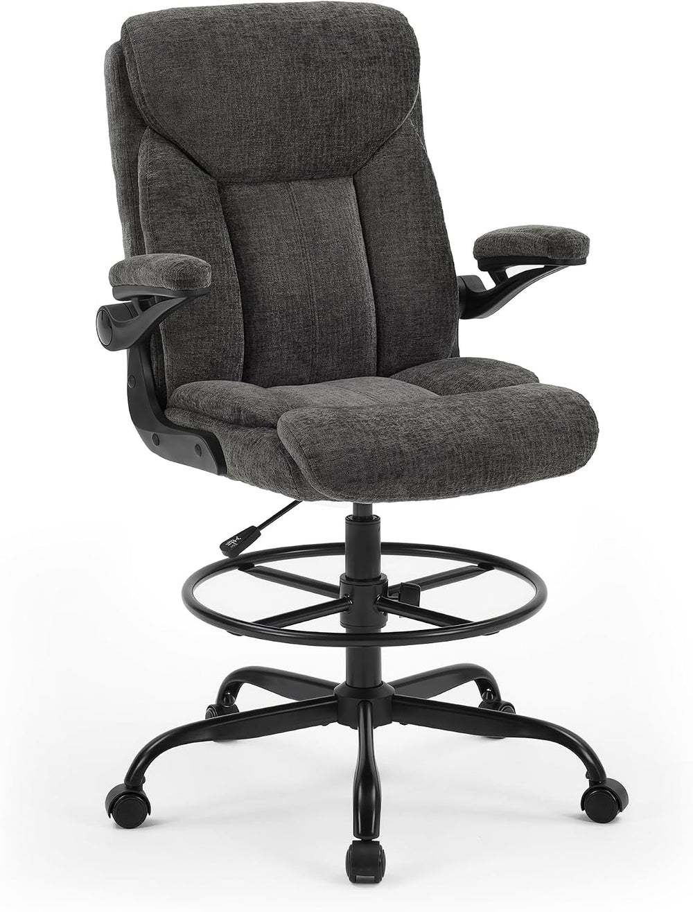 Gray Office Drafting Chair - Fabric High Office Chair for Standing