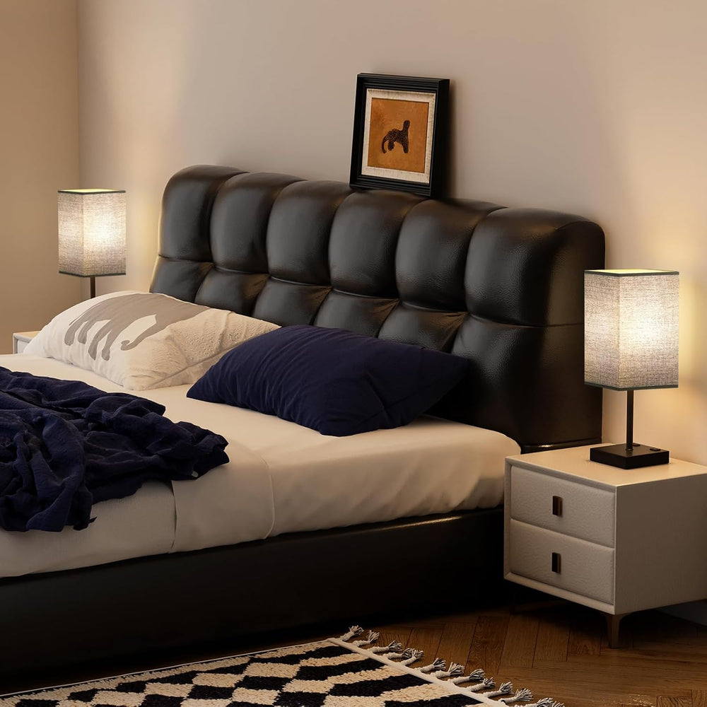 17.4" Set of 2 Table Lamp for Bedroom - Dimmable, USB C+A, 2 AC Outlets