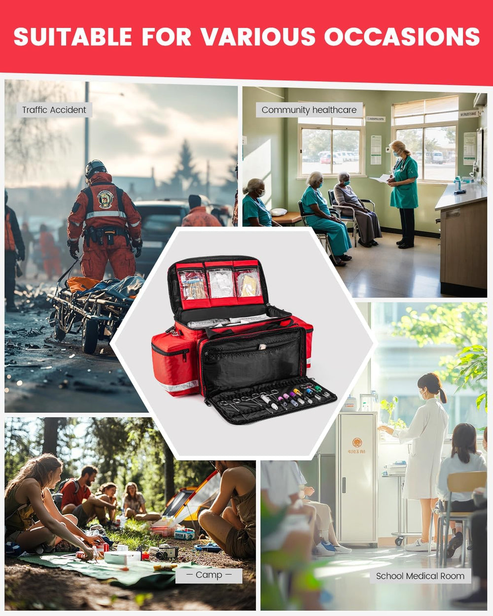 Large Medical Bag Empty, Paramedic Bag EMT Trauma for First Responders
