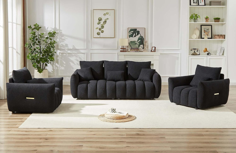 Antetek 35" Modern Accent Single Sofa Chair, Comfy Deep Seat Teddy Fabri...