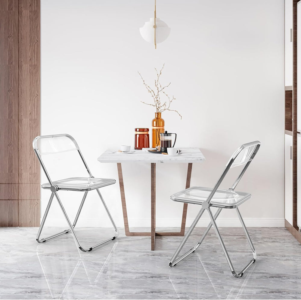 VINGLI Acrylic Folding Chairs 2 Pack, Clear Chair Foldable and Stackable, Pla...
