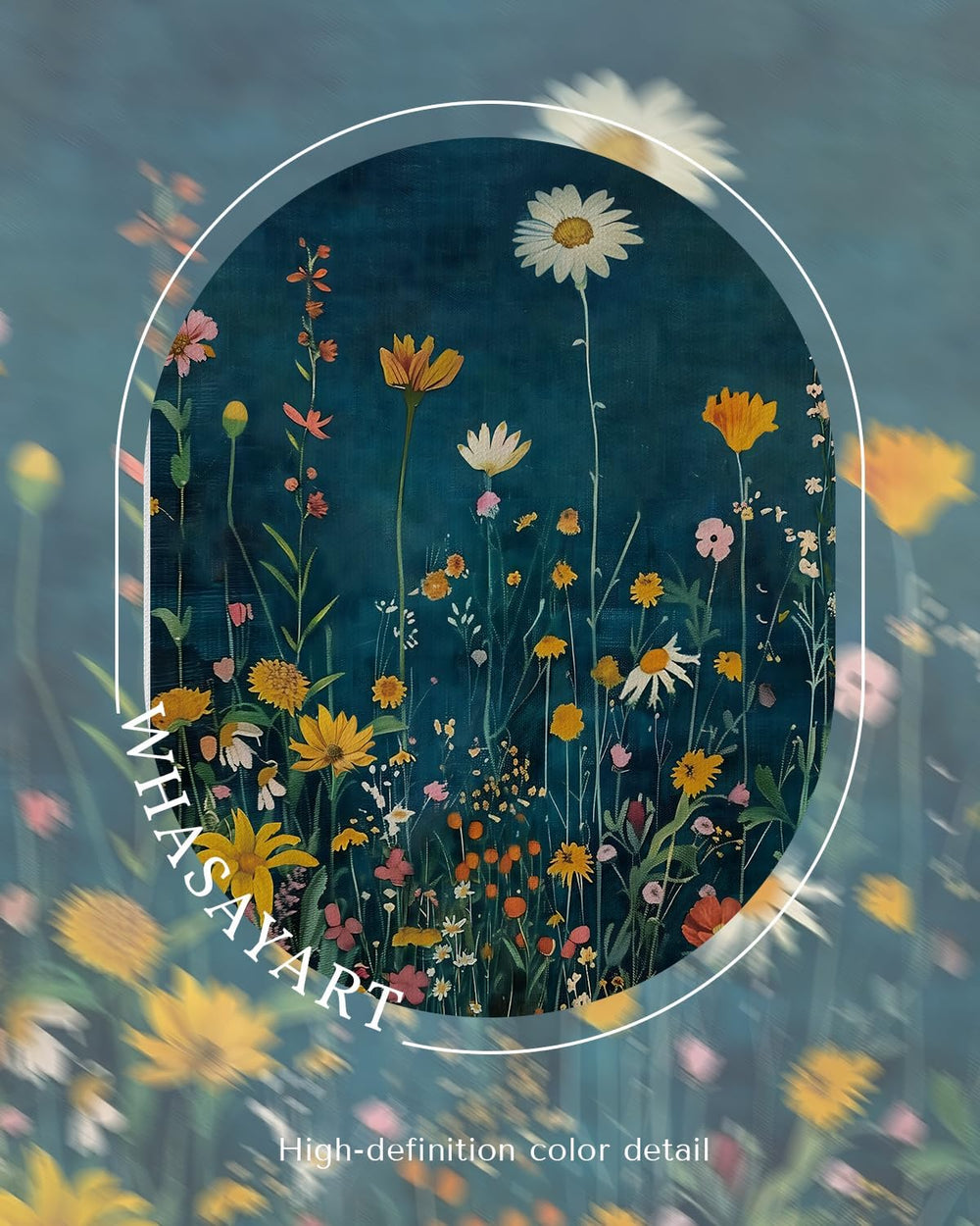 WHASAYART Botanical Floral Canvas Print 24x36 Framed Wildflower Wall Art