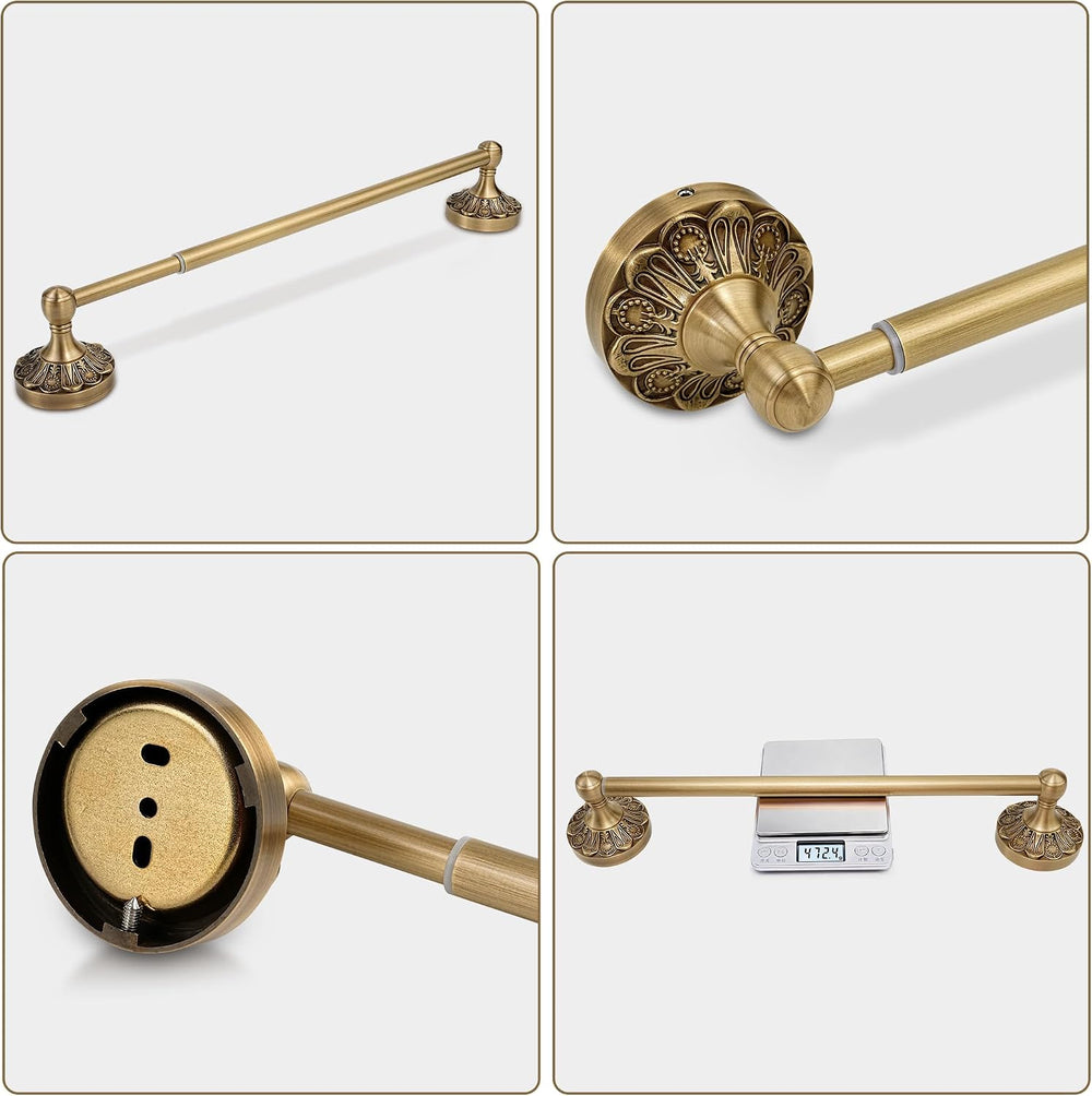 Brass Towel Bar, Adjustable Bathroom Single Towel Rack Rod, Rustic Wall Mount...